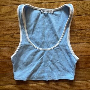 Zara Sky Blue Top with White Trim